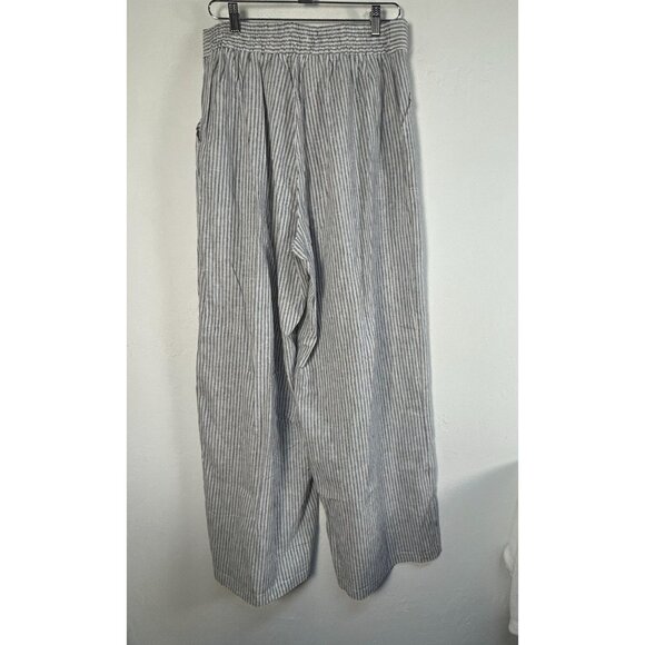 Max Studio Women Striped Wide-Leg Linen-Blend Pants XL Blue/White Casual New $98 - Picture 2 of 5